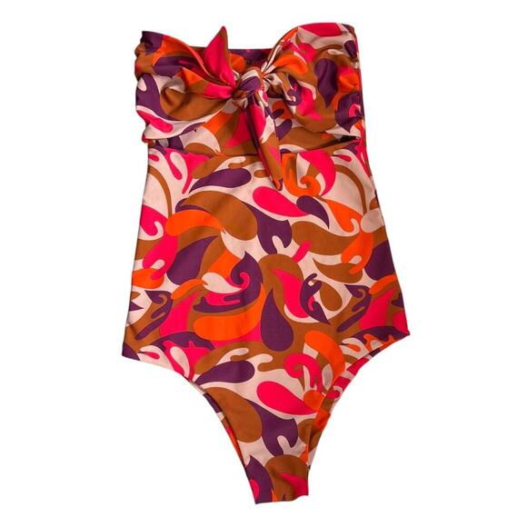 MIKOH Women's Lana Retro Print Strapless One Piece Swimsuit Size Small - Picture 3 of 5